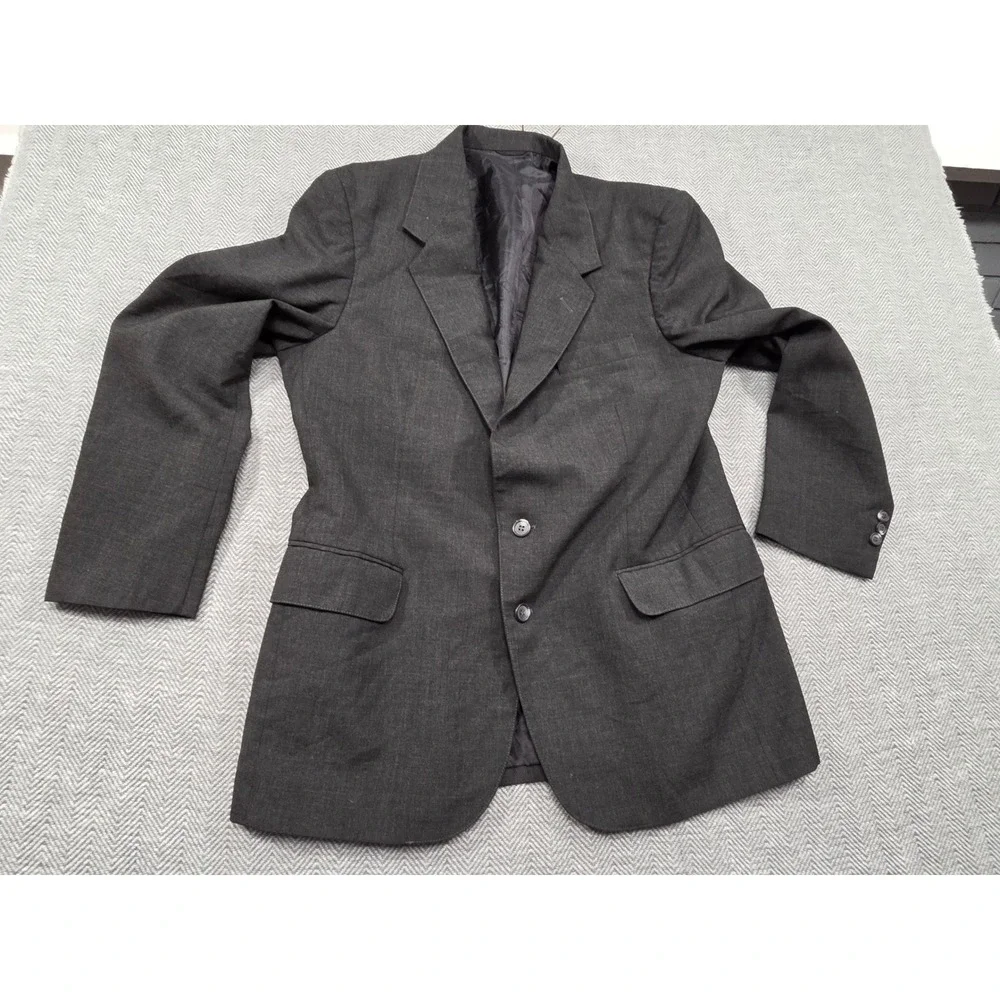 Angelica Career Fashions Mens 42 Short Blazer Charcoal Gray‎ 2-Button Sport Coat